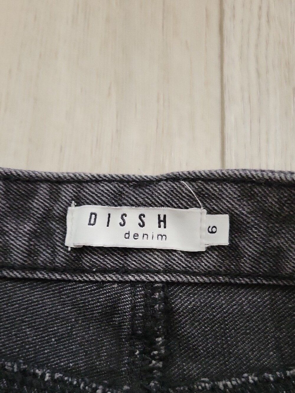 DISSH Charcoal Black Washed Denim Mini Skirt with Raw Hem - Picture 2 of 2